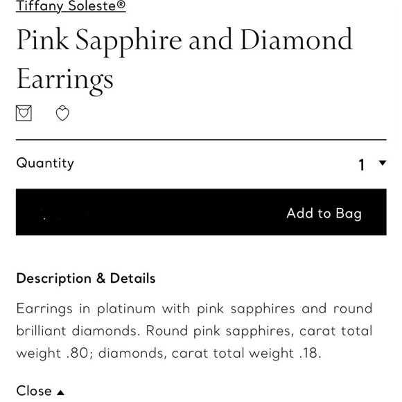 Tiffany & CO Soleste Pink Sapphire & Diamond earrings. - Picture 9 of 9
